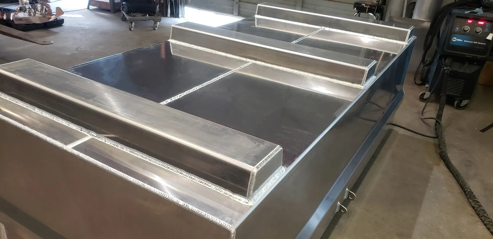 Aluminum welding and custom fabrication work in progress at Performance Aluminum Fabrication