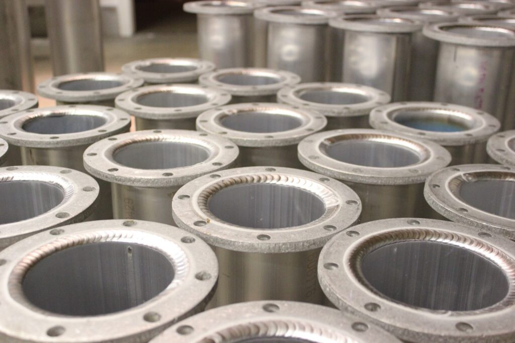 Professional aluminum pipe welding with flange edges